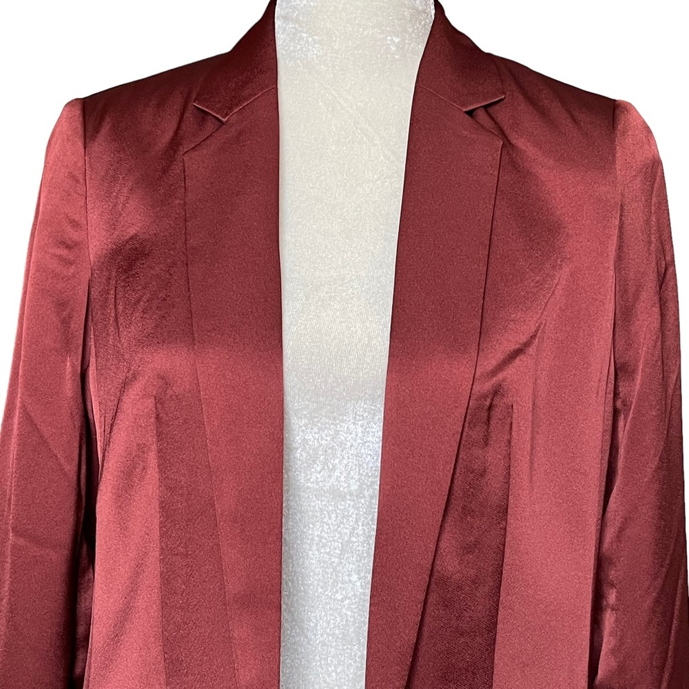 Express Women’s Satin Lightweight Open Front Blazer Size S Burnt Orange Lined - Picture 2 of 8